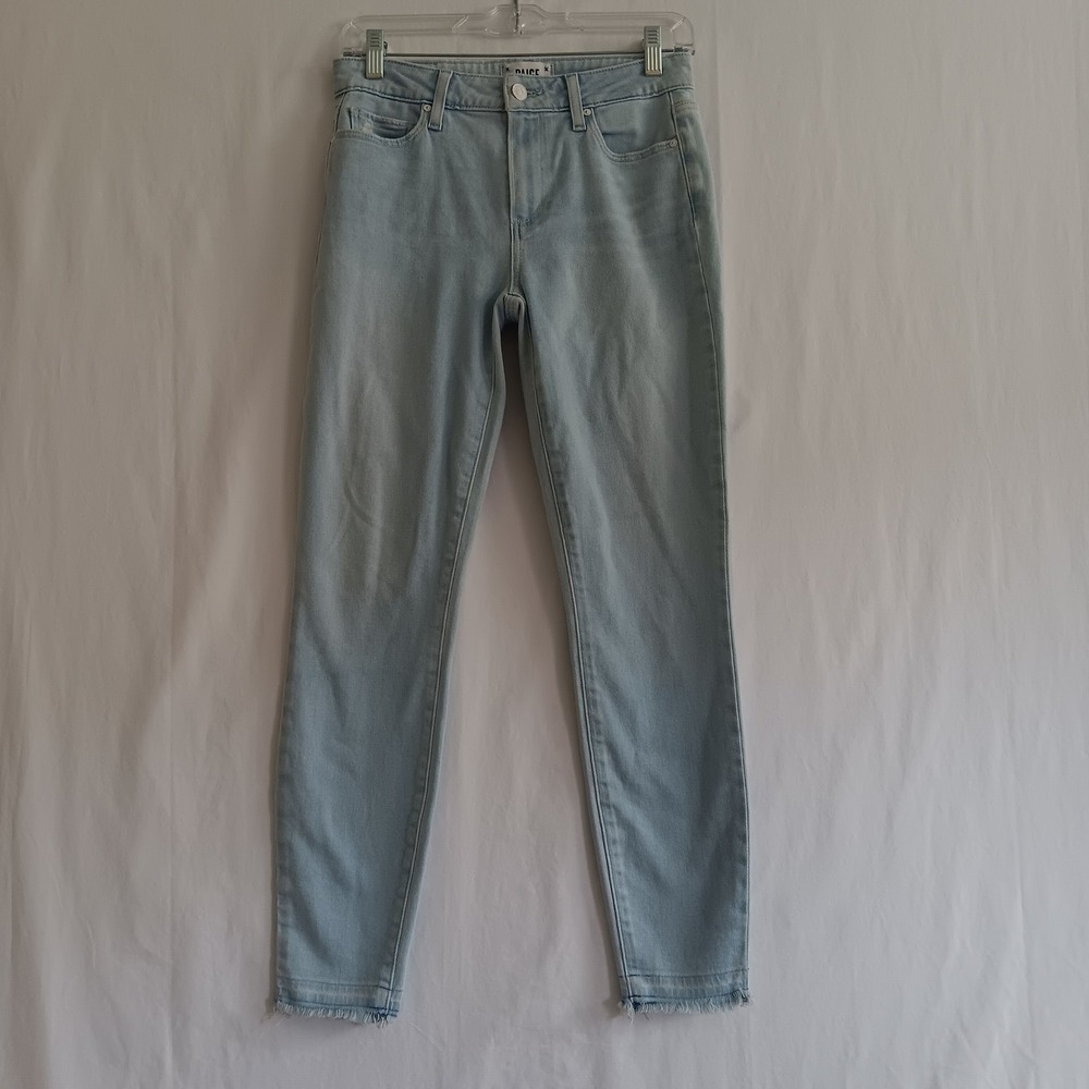 PAIGE Hoxton Ankle Jeans Womens 26 *28x28 Blue Light Wash Raw Hem Skinny EUC